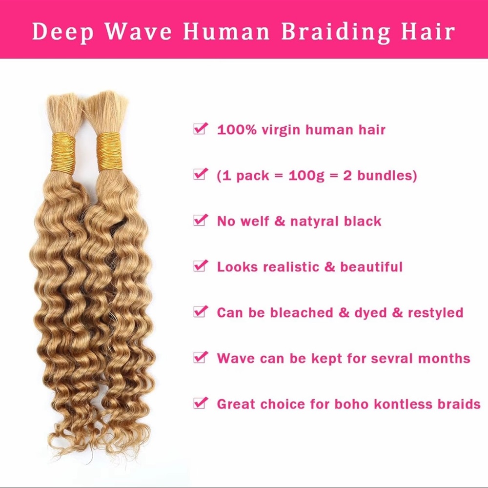 Deep Wave Human Braiding Hair - Natural Black
